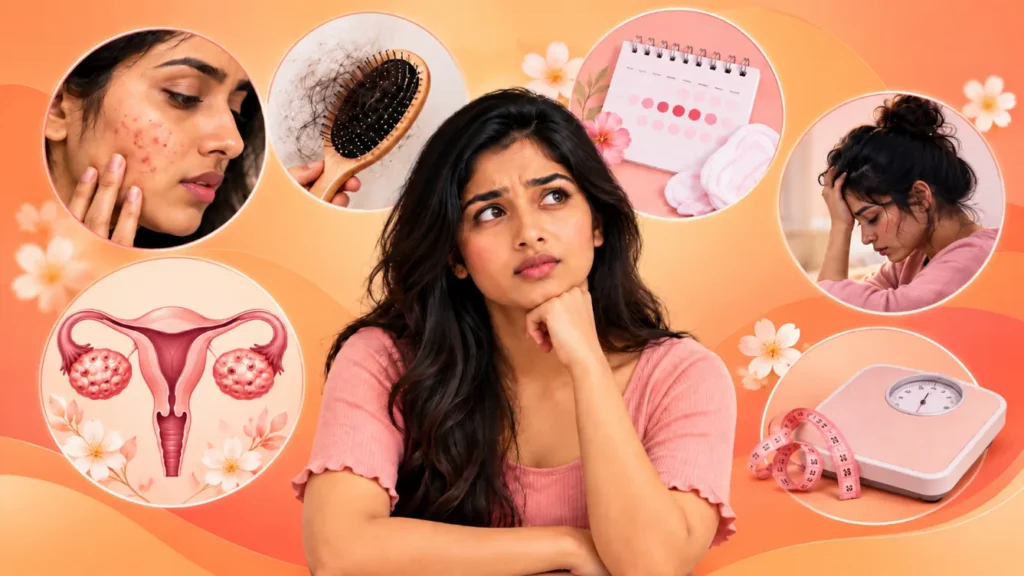 PCOS Symptoms හඳුනාගමු: බර, කෙස්, සම, ඔසප් සහ මනසේ වෙනස්කම්.